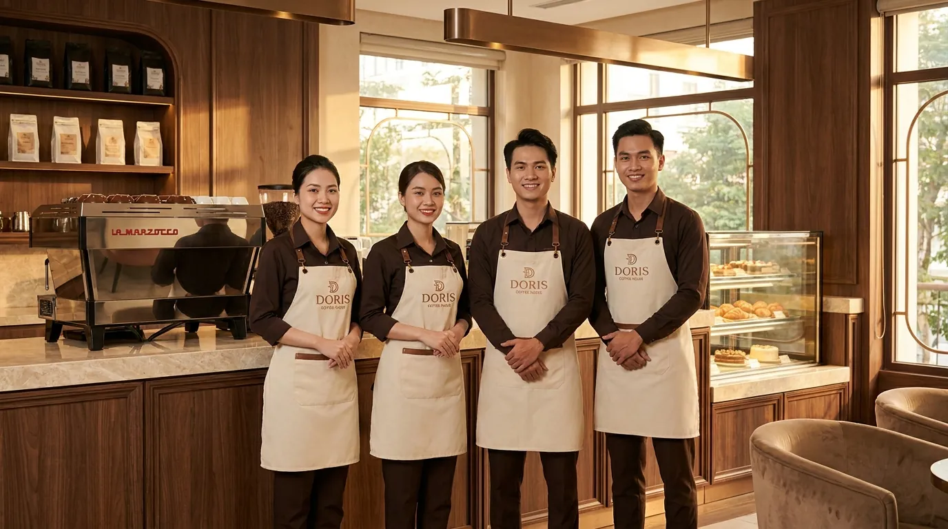 Đội ngũ barista Doris sau quầy