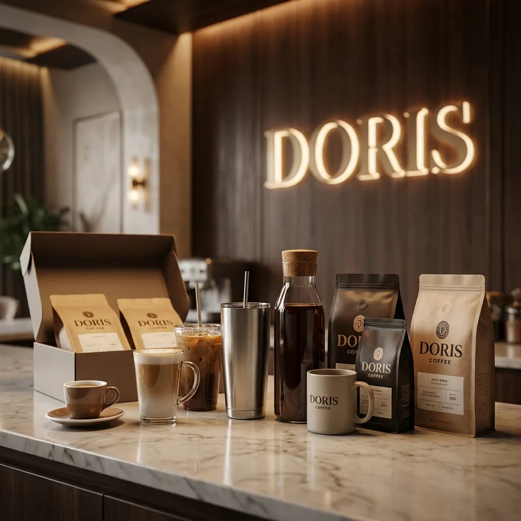 Bảng hiệu Doris phát sáng cùng bộ sản phẩm